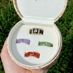 14k Interchangeable Jade Ring Set